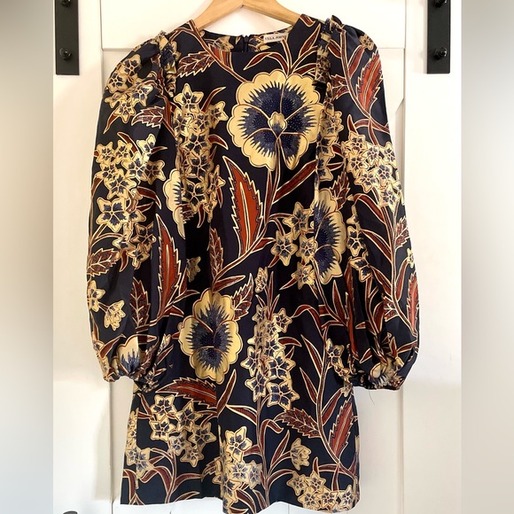ULLA JOHNSON FLORAL-PRINTED SILK CLAUDINE MINI DRESSS Size 2 - Picture 4 of 8